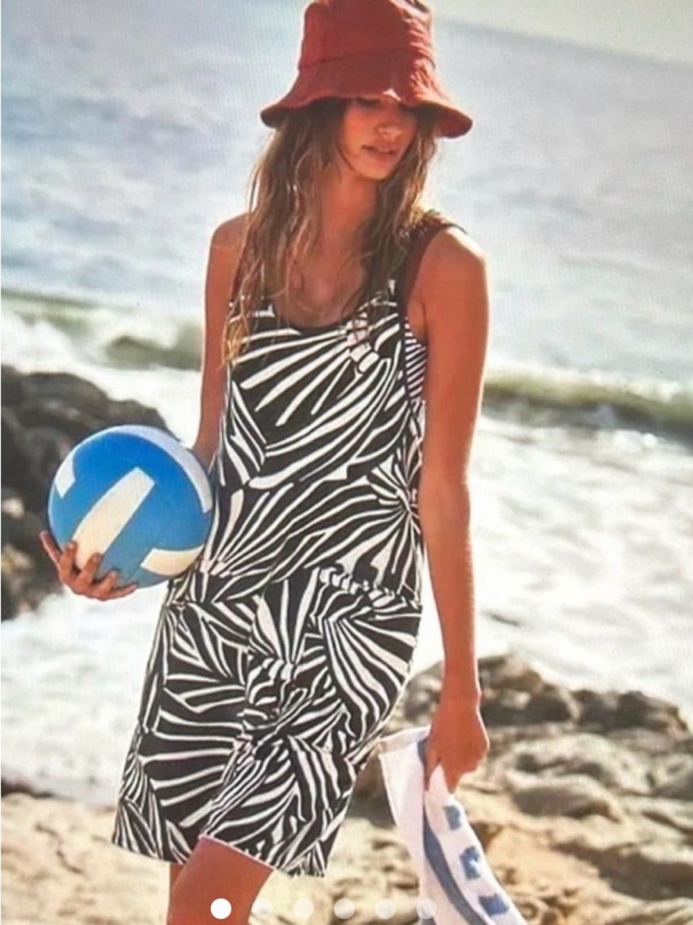 Free People Black & White Zebra-Print Sleeveless Jumpsuit